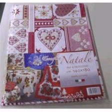 57522 TOVAGLIA Natale per 6 persone 140 x 180 CUORI E FIOCCHI Cotone
