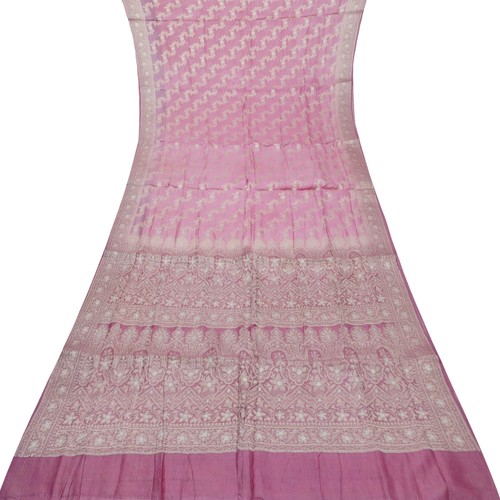 Sari vintage rosa 100 seta - vintage,