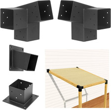 Kit staffe per per pergola montaggio a parete tetto inclinato 15°, staffe pergola a 3 vie per 4" X 4