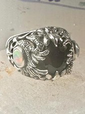 Anello cigno fascia uccellino laboratorio opale vetro blu misura 6 argento sterling donna