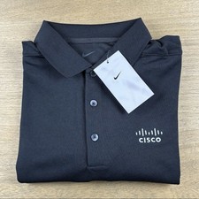 Polo Nike Golf Performance Logo Cisco Uomo L Nera CCIE CCNA Nuova con etichette