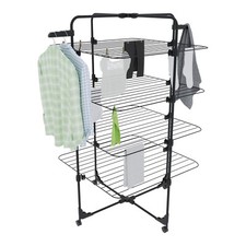 Stendibiancheria verticale torre con rotelle stendino verticale 4 ripiano nero