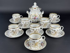 Antico Servizio Da Caffè In Porcellana Del XIX Sec. Dipinto Con Oro