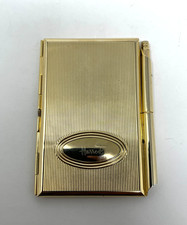 Porta biglietti da visita Harrods blocco note e penna RARO vintage metallo tono oro