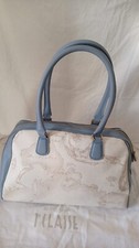 Alviero Martini 1 CLASSE - borsa pelle bauletto grande  profili azzurri.