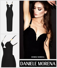 Abito donna Daniele Morena UK 10 iconico pantera Swarovski cocktail designer