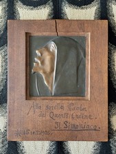 GABRIELE D'ANNUNZIO - BASSORILIEVO BRONZO SAN FRANCESCO BARDETTI CON DEDICA 1926