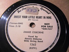 DJ PROMO JIMMIE OSBORNE Invest your little heart/ Blue days lonely KING 1363
