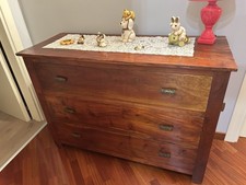 Cassettone Etnico In Legno Massello Di Acacia 3 Cassetti Stile Coloniale