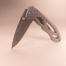 Coltello tascabile Smith & Wesson CK400 scheletrato grigio canna di fucile bordo liscio 1,6 oz