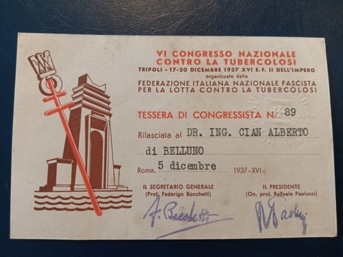 Tessera congresso tubercolosi - congresso,