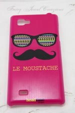 LG 4X HD COVER CUSTODIA RIGIDA ROSA PINK FUXIA LE MOUSTACHE BAFFI