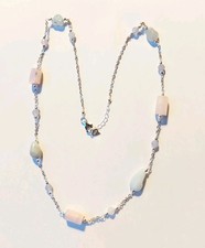 collana in argento 925 e pietre con tanzanite, kunzite rosa, acquamarina ematite