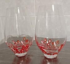 2 Vasi Ikea Vetro Trasparente Rosso Bianco Alto 15Cm Bocca 5 Ø Vintage Vaso