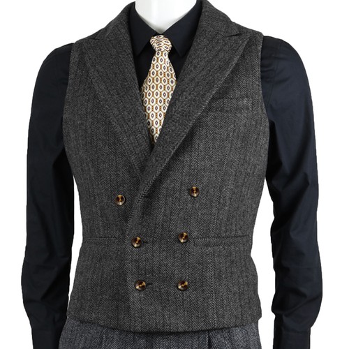 Gilet uomo doppiopetto tweed