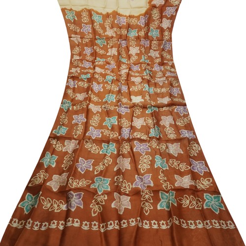 Sari vintage marrone 100 - 100%, seta