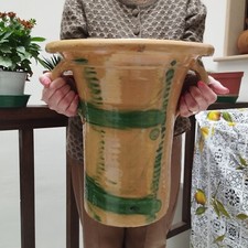 ANTICO VASO DA NOTTE DELL’800 TERRACOTTA SMALTATA DIPINTA A MANO CANTRO PITALE