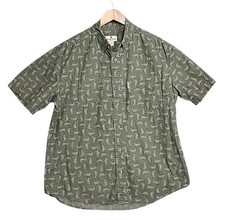 Woolrich Camicia Manica Corta con Bottoni Uomo L Lite Stampa Verde Oliva Blockfish