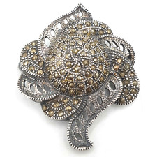 Spilla vintage anni '50 in argento 925 con marcasiti Made in Italy