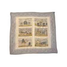 Foulard Burberry stampa Turchese Beige 100% Seta Grande Pre Owned