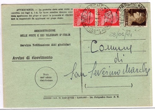 Storia postale avviso - , di