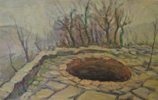 QUADRO AD OLIO OPERA PITTORE MODENESE G. PANCALDI VEDUTA DI UN POZZO p2