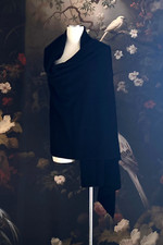 STOLA IN PURO CASHMERE COARSEHAIR, 100% WS NERO OPACO 230 cm x 100 cm 540 grammi