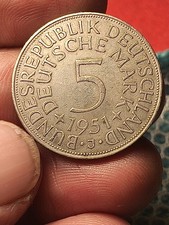 Splendida GERMANIA - DEUTSCHLAND - 1951 - 5 MARCHI  ARGENTO  “ J “