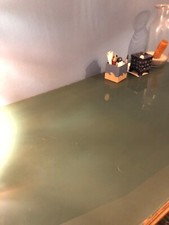 SCRIVANIA ANNI 50 PIANO VETRO VERDE E STRTTURA LEGNO, INTATTA