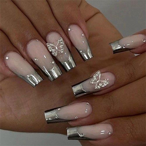 Farfalla unghie finte francese - farfalla,