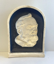 STAMPO BASSORILIEVO PADRE PIO CERAMICA BISCUIT CALCO FORMELLA SCULTURA epoca 900