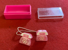 ELASTICI PER CAPELLI in scatola / box TELEFONI PHONE ROSA PINK vintage Anni '80