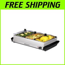 Elegante Tripla 2,5 Qt. Servizio Buffet con Controllo Temperatura - Acciaio Inox