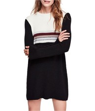 Free People Donna Blocchi Colorati Maglione Abito , Nero,
