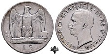 REGNO D'ITALIA 5 lire 1926 RARA Aquilotto ARGENTO Vittorio Emanuele III
