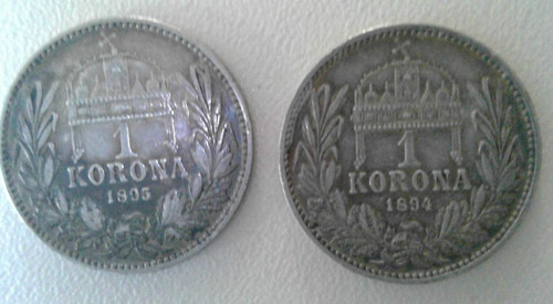 Due monete 1 - 1, korona