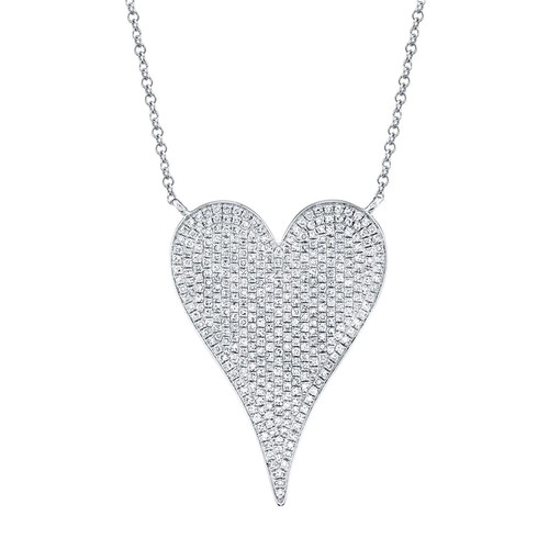14k oro bianco diamante cuore - 14k,