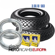 RUOTE COMPLETE VESPA PX 125 150 200 GOMMA MICHELIN CERCHIO CAMERA D'ARIA 3.50-10