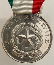 REPUBBLICA ITALIANA AL VALORE CIVILE MEDAGLIA CLASSE ARGENTO DIAMETRO 3,4