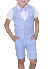 4PZ Completo Cerimonia Bambino, Abito Bimbo Estivo con Gilet Pantalone Camici...