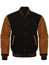 Giubbotto uomo Letterman bomber biker varsity vera pelle di mucca e lana