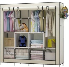 UDEAR Armadio Richiudibile Cabina Salvaspazio Guardaroba  Appendiabiti Beige 