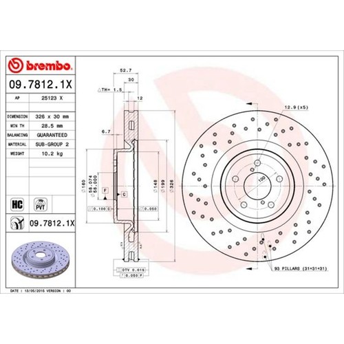 Disco freno ventilato brembo - disco,