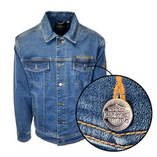 Harley-Davidson Giacca Uomo Indaco Scuro Denim Ricamo Punto Catena (S77)