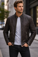 Giacca biker uomo pelle