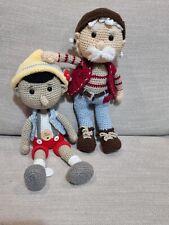 PINOCCHIO e GEPPETTO ,  bambola uncinetto  fatta a mano  Idea REGALO 