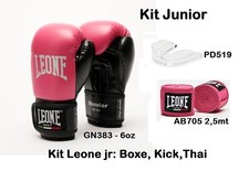 Kit Boxe Bambini LEONE Guantoni 6oz Fasce 2,5m Paradenti Junior  Kick Thai Fuxia