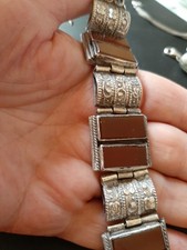Bellissimo BRACCIALE  Argento 925 Etnico Tribale Vintage Con Pietra Corniola 