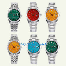 Orologio uomo automatico 39mm PARNIS quadrante colorato vetro zaffiro bracciale acciaio data