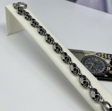 Bracciale uomo punk urban hip hop teschi teschio skull in acciaio inox da 22,5cm